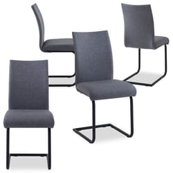 Lot de 4 chaises ALADINO pour salle à manger ou cuisine en tissu gris au design moderne avec assise rembourrée
