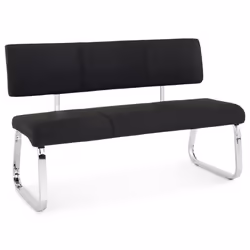 Banc design VILAS siège avec 3 places banquette au piètement chromé et dossier au revêtement en tissu noir