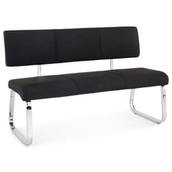 Banc design VILAS siège avec 3 places banquette au piètement chromé et dossier au revêtement en tissu noir