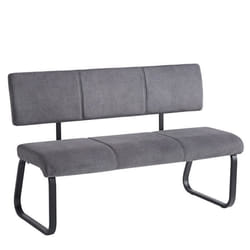 Banc - IDIMEX - VILAS - 3 places - Tissu gris foncé - Piètement métal noir