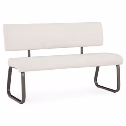 Banc dentrée VILAS siège avec 3 places banquette au piètement chromé revêtement en tissu bouclé blanc