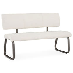 Banc dentrée VILAS siège avec 3 places banquette au piètement chromé revêtement en tissu bouclé blanc