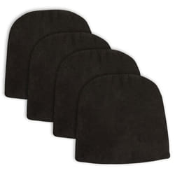 Lot de 4 coussins dassise AZARA pour chaise dintérieur coussin antidérapant en tissu noir