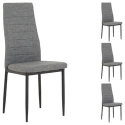Lot de 4 chaises de salle à manger NATHALIE piètement métallique couleur noir et revêtement en tissu gris