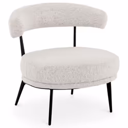 Fauteuil salon MANAO Design Moderne en Tissu Chenille effet Bouclette Couleur Beige Sans Accoudoirs