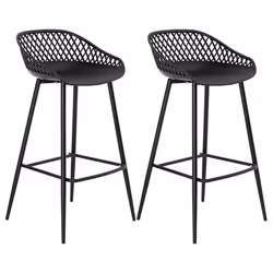 Lot de 2 tabourets de bar IREK chaise haute pour cuisine ou comptoir design retro en plastique et métal noirs hauteur dassise ...