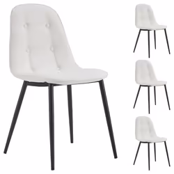 Lot de 4 chaises ALVARO pour salle à manger ou cuisine avec 4 pieds en métal noir et assise capitonnée revêtement synthétique