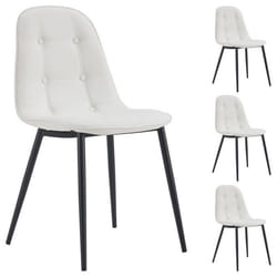 Lot de 4 chaises ALVARO pour salle à manger ou cuisine avec 4 pieds en métal noir et assise capitonnée revêtement synthétique