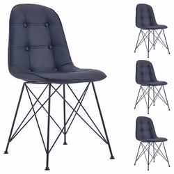 Lot de 4 chaises IMRAN pour salle à manger ou cuisine avec 4 pieds en métal noir design contemporain revêtement synthétique n ...