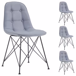 Lot de 4 chaises IMRAN pour salle à manger ou cuisine avec 4 pieds en métal noir design contemporain revêtement synthétique g ...