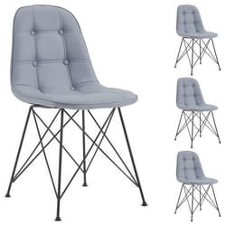 Lot de 4 chaises IMRAN pour salle à manger ou cuisine avec 4 pieds en métal noir design contemporain revêtement synthétique gris
