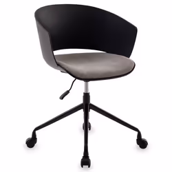 Chaise de bureau pivotante DAGMA réglable en hauteur style moderne avec coussin d’assise en tissu sur roulettes noir