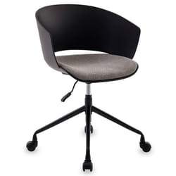 Chaise de bureau pivotante DAGMA réglable en hauteur style moderne avec coussin d’assise en tissu sur roulettes noir