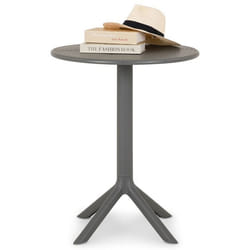 Table de jardin LUZ Petite Table dExtérieur Ronde et Compacte Idéale pour un Balcon ou une Terrasse Gris