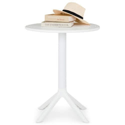 Table de jardin LUZ Petite Table dExtérieur Ronde et Compacte Idéale pour un Balcon ou une Terrasse Blanc