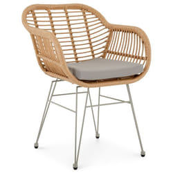 Chaise de salle à manger PARAMO imitation rotin brun et gris fauteuil dextérieur pour jardin résitant aux UV