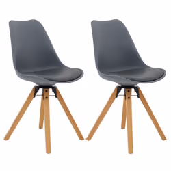 Lot de 2 chaises de salle à manger BOLIVIA pivotantes style scandinave design nordique pieds en bois massif siège en plastiqu ...