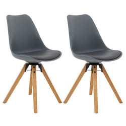 Lot de 2 chaises de salle à manger BOLIVIA pivotantes style scandinave design nordique pieds en bois massif siège en plastique