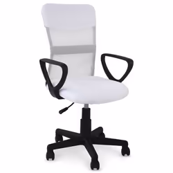 Chaise de bureau ergonomique JOGO blanc assise pivotante et réglable en hauteur 99 cm roulettes adaptées à la moquette