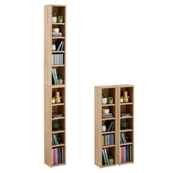 Etagères modulables MUSIQUE pour CD et DVD lot de 2 meubles de rangement en colonne avec 10 compartiments en mélaminé