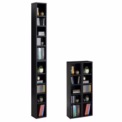 Etagères modulables MUSIQUE pour CD et DVD lot de 2 meubles de rangement en colonne avec 10 compartiments en mélaminé noir ma ...
