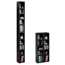 Etagères modulables MUSIQUE pour CD et DVD lot de 2 meubles de rangement en colonne avec 10 compartiments en mélaminé noir mat