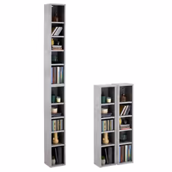 Etagères modulables MUSIQUE pour CD et DVD lot de 2 meubles de rangement en colonne avec 10 compartiments en mélaminé décor b ...