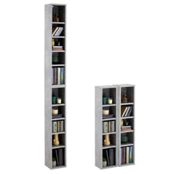Etagères modulables MUSIQUE pour CD et DVD lot de 2 meubles de rangement en colonne avec 10 compartiments en mélaminé décor béton