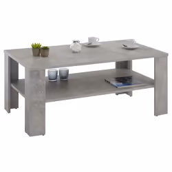 Table basse LORIENT table de salon rectangulaire avec 1 étagère espace de rangement ouvert en mélaminé décor béton