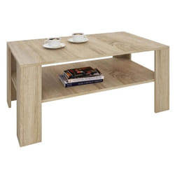 Table basse LORIENT table de salon rectangulaire avec 1 étagère espace de rangement ouvert en mélaminé décor chêne sonoma