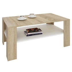 Table basse LORIENT table de salon rectangulaire avec 1 étagère espace de rangement ouvert en mélaminé décor chêne sonoma et