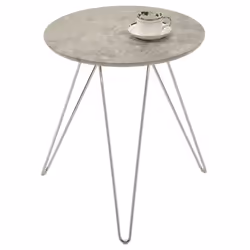Table dappoint BENNO table à café table basse ronde bout de canapé design retro vintage pieds épingle en métal chromé décor b ...