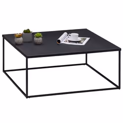 Table basse HILAR table de salon grande table dappoint design retro vintage industriel plateau carré en métal laqué noir