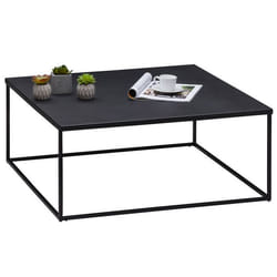 Table basse HILAR table de salon grande table dappoint design retro vintage industriel plateau carré en métal laqué noir