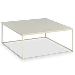 Table basse HILAR grande table de salon couleur beige design retro vintage industriel plateau carré de 80 x 80 cm