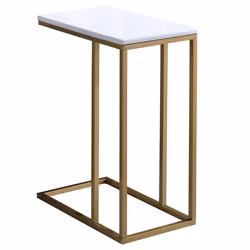 Bout de canapé DEBORA en métal doré et plateau rectangulaire en MDF décor blanc table dappoint table à café table basse de sa ...
