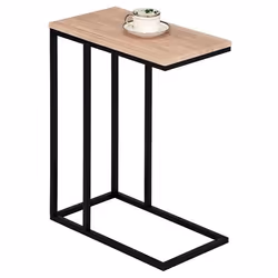 Bout de canapé DEBORA table dappoint table à café table basse de salon cadre en métal noir et plateau en MDF décor chêne sauv ...