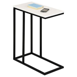Bout de canapé DEBORA table dappoint table à café table basse de salon cadre en métal noir plateau rectangulaire en MDF blanc mat