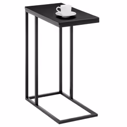 Bout de canapé DEBORA table dappoint table basse de salon cadre en métal noir et plateau rectangulaire en MDF noir mat