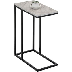 Idimex - Table d'appoint rectangulaire debora, en métal noir et décor marbre blanc