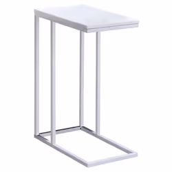 Bout de canapé DEBORA table dappoint table basse de salon cadre en métal blanc plateau rectangulaire en MDF blanc mat