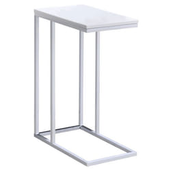Bout de canapé DEBORA table dappoint table basse de salon cadre en métal blanc plateau rectangulaire en MDF blanc mat