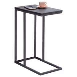 Bout de canapé DEBORA table dappoint table à café table basse de salon cadre en métal gris et plateau rectangulaire en MDF gr ...