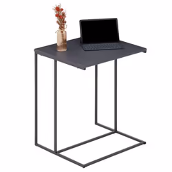 Bout de canapé VITORIO table dappoint table à café de salon design rétro vintage cadre en métal laqué gris et plateau en MDF ...