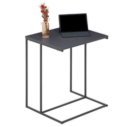 Bout de canapé VITORIO table dappoint table à café de salon design rétro vintage cadre en métal laqué gris et plateau en MDF gris