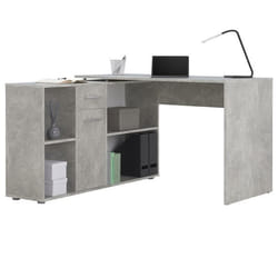 Bureau dangle CARMEN table avec meuble de rangement intégré 4 étagères 1 porte et 1 tiroir décor béton