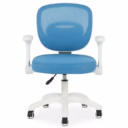Chaise de bureau enfant AMELIA Bleu Réglable en hauteur avec Accoudoirs Assise Rembourrée Confortable