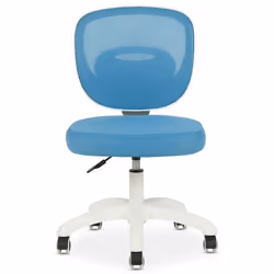 Chaise de bureau enfant MAYLA Bleu Réglable en hauteur sans Accoudoirs Assise Rembourrée Confortable