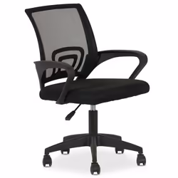 Chaise de bureau ergonomique JAKE Noir Réglable en hauteur avec Accoudoirs Assise Rembourrée Confortable
