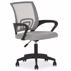 Chaise de bureau ergonomique JAKE Gris Réglable en hauteur avec Accoudoirs Assise Rembourrée Confortable
